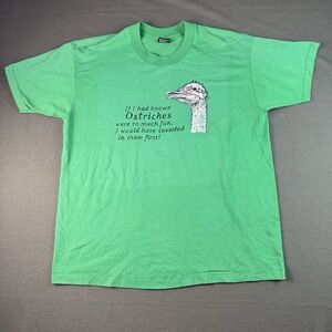 Vintage 90s Single Stitch Ostrich Humor Graphic T-Shirt Fruit of the Loom XL